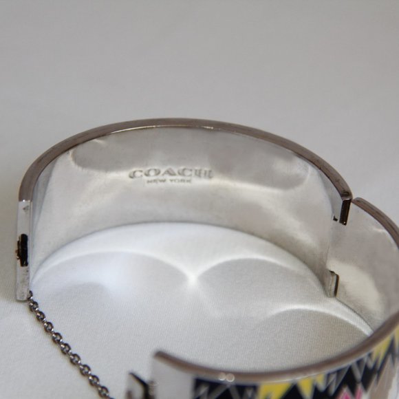 Coach Hawk Feather Enamel Hinged Bangle - Picture 4 of 11